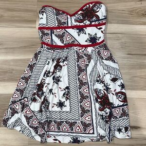 MNG White Red Black Strapless Dress Women’s Large